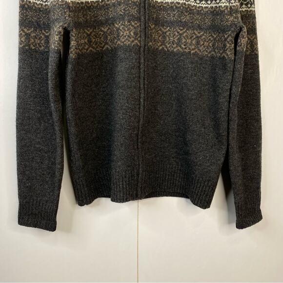 Telluride Clothing Fair-Isle Full Zip Cardigan Wool Blend Charcoal Gray Medium - Picture 4 of 13